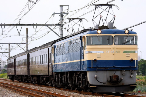 【JR東】旧型客車 EF65-501牽引で尾久へ回送を熊谷～行田で撮影した写真
