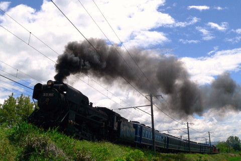 【JR東】D51-498＋12系4両＋DE10-1698 試運転(5日目)を新府～穴山で撮影した写真