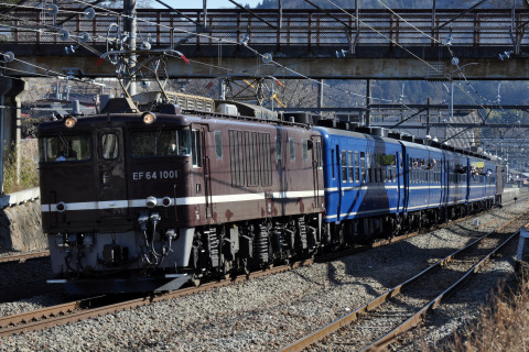 【JR東】EF64-1001＋12系＋EF64-37使用 団体臨時列車を鳥沢～猿橋で撮影した写真