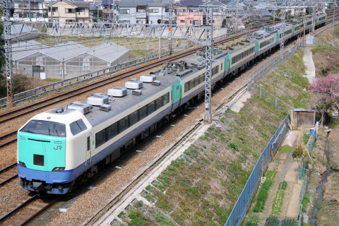【JR東】485系ニイR25編成使用 団体臨時列車運転を長岡京～山崎で撮影した写真