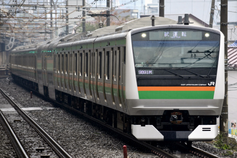 【JR東】E231系1000番代・E233系3000番代 併結試運転（23日）を西大井駅で撮影した写真