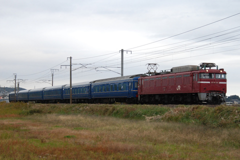 【JR東】EF81-140＋24系6両 常磐線で試運転を磯原～南中郷で撮影した写真