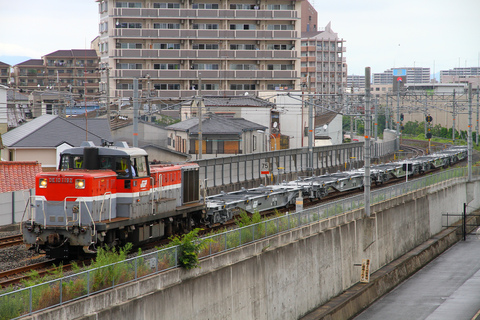 【JR貨】コキ107形 甲種輸送を放出～高井田中央で撮影した写真
