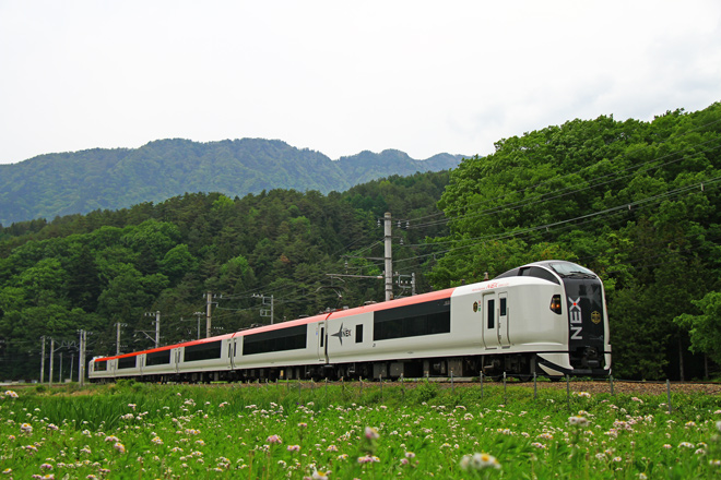 【富士急】E259系が富士急線内で試運転を寿～三つ峠間で撮影した写真