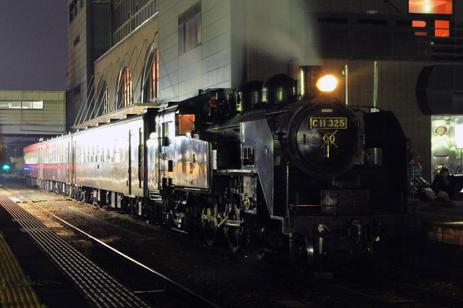 【真岡】SL夜行列車が運行を真岡駅で撮影した写真