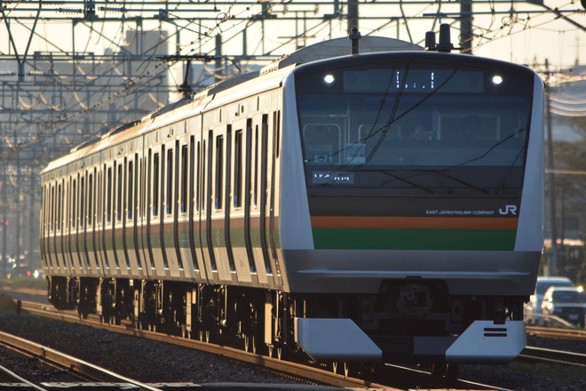 【JR東】E233系E-71編成による「湘南ひまわり号」運転を辻堂～藤沢間で撮影した写真
