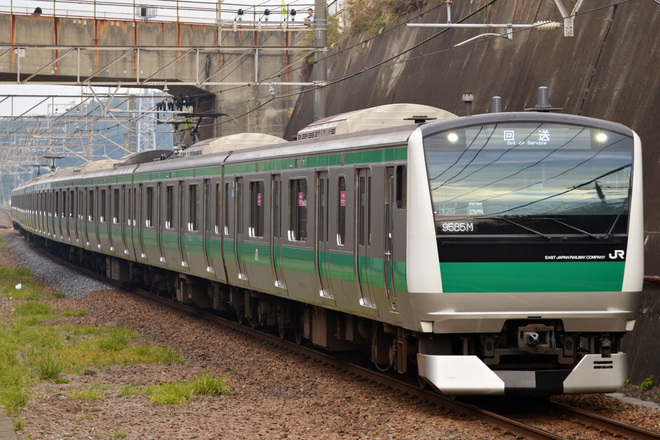 【JR東】E233系ハエ120編成 京葉車両センターへ回送を船橋法典駅で撮影した写真