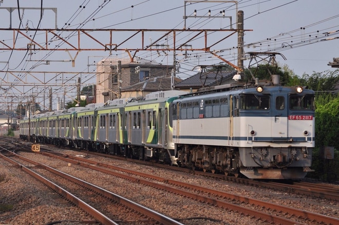 【東急】東急7000系7114F+7112F+7110F甲種輸送を豊田駅で撮影した写真