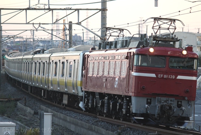 【JR東】E231系ミツB42編成 秋田総合車両センター入場配給を吉川駅で撮影した写真