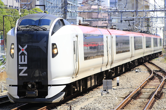 【JR東】E259系Ne011編成大宮総合車両センター入場回送を新宿駅で撮影した写真