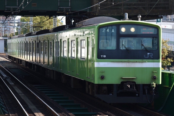 【JR西】201系ナラND608編成 吹田入場回送を弁天町駅で撮影した写真