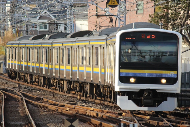 【JR東】209系2100番台C612編成 車輪交換に伴う試運転を津田沼駅で撮影した写真