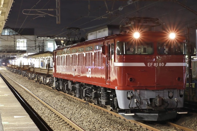 【JR東】EF81-80牽引水戸工臨運転(20210301)を藤代駅で撮影した写真