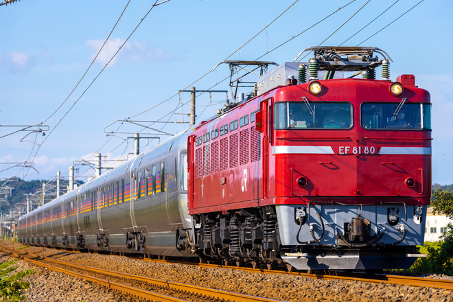 【JR東】常磐線経由のカシオペア試運転列車がEF81-80牽引で運転