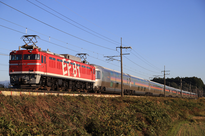 【JR東】EF81-95牽引常磐線経由カシオペア紀行を片岡～蒲須坂間で撮影した写真