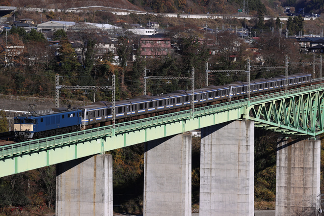 【JR東】E217系Y-124編成・Y-127編成長野へ配給輸送を鳥沢～猿橋間で撮影した写真