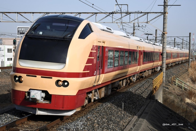 【JR東】E653系K70編成使用の特急「水戸梅まつり号」運転を吉川駅で撮影した写真