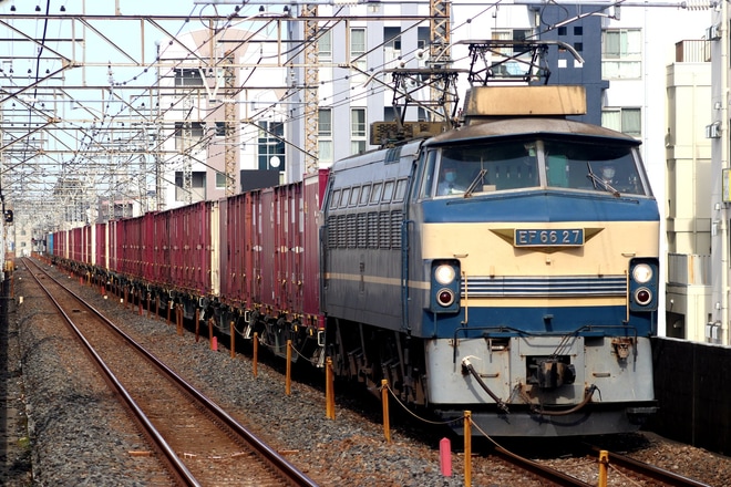 【JR貨】EF66-27:A22運用 隅田川シャトル(20220307)を南浦和駅で撮影した写真