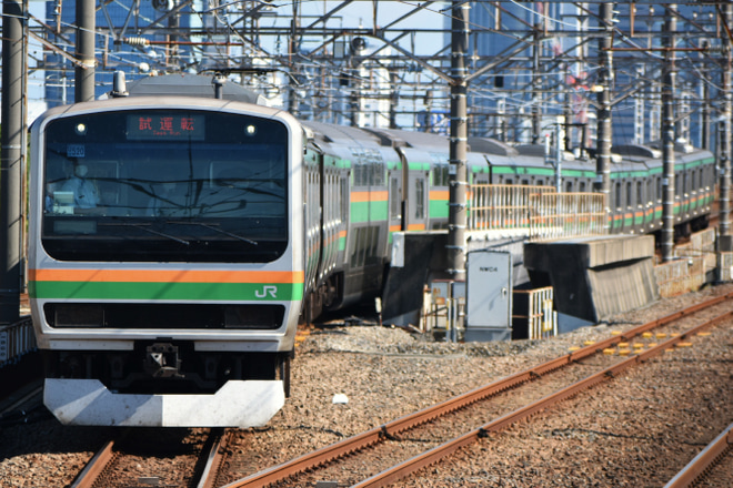 【JR東】E231系1000番台ヤマU520編成乗務員訓練に伴う京葉線試運転を新習志野駅で撮影した写真