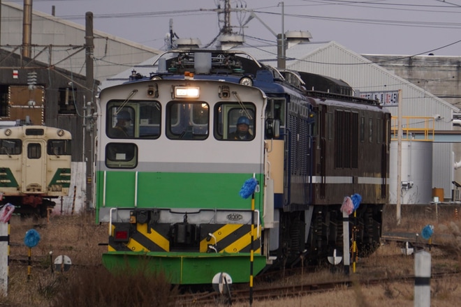 【JR東】EF64-37+EF64-1052がスイッチャーにより構内入換を秋田総合車両センター付近で撮影した写真
