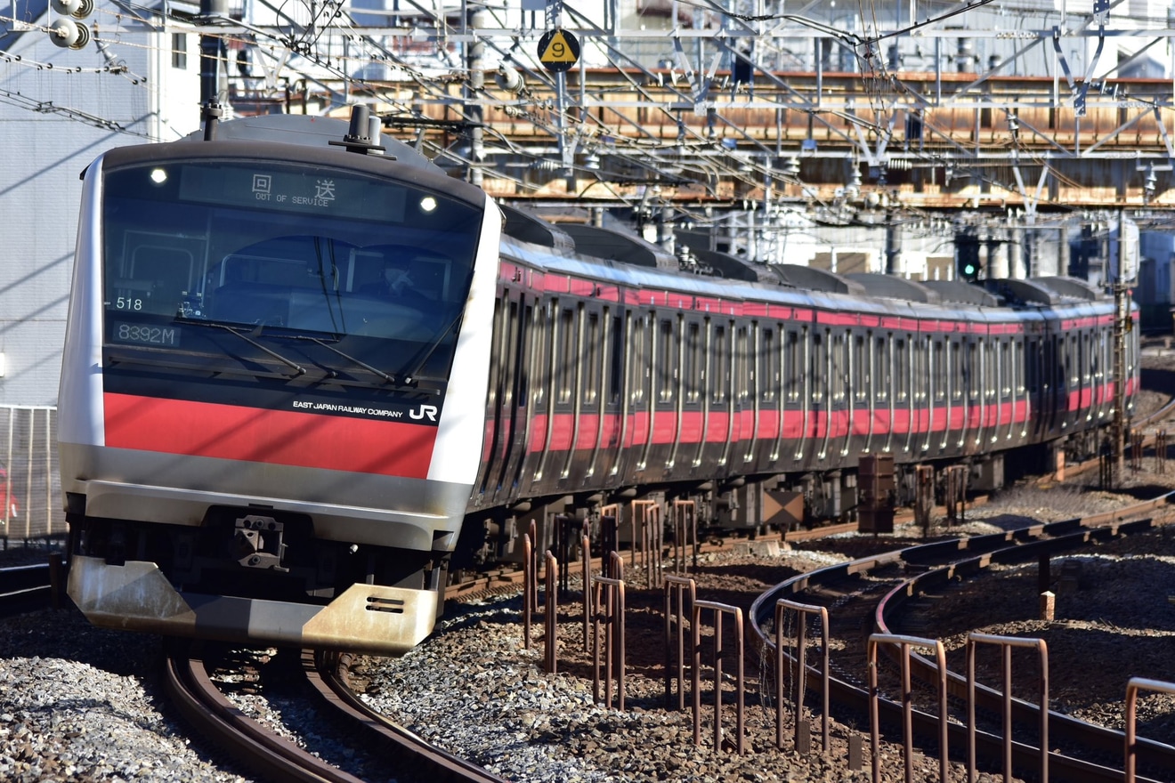 【JR東】E233系ケヨ518編成東京総合車両センター入場回送の拡大写真