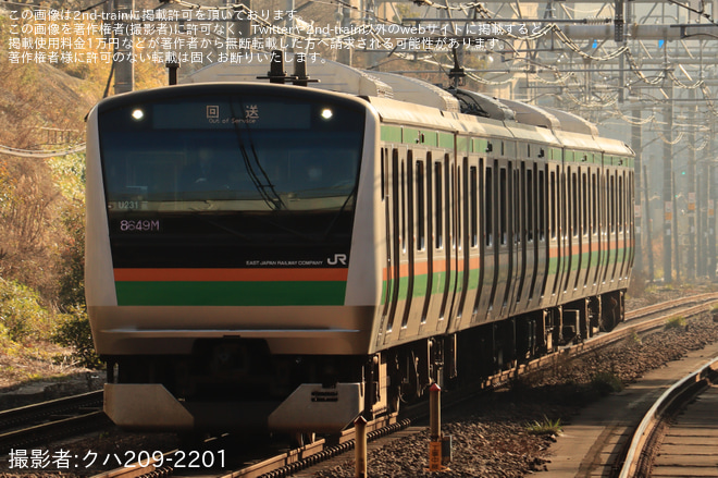 【JR東】E233系ヤマU231編成東京総合車両センター出場回送を原宿駅で撮影した写真