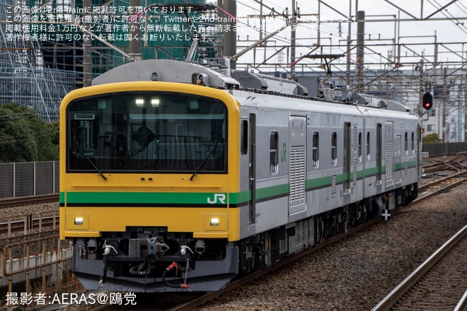 【JR東】クモヤE493系オク01編成京葉車両センターへを新習志野駅で撮影した写真