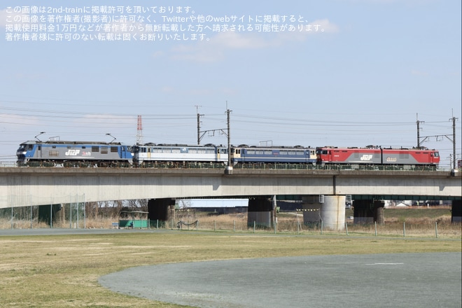 【JR貨】EF65-2139+EF65-2076+EH500-38が大宮車両所へ回送を梶ヶ谷タ～府中本町間で撮影した写真