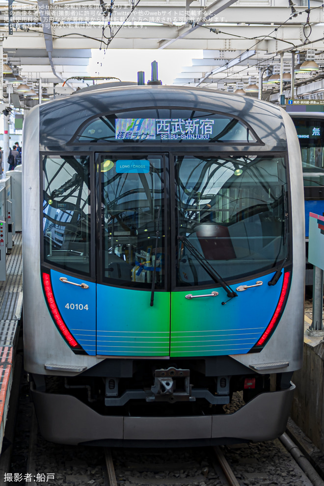 【西武】40000系40104Fが西武新宿線で試運転を不明で撮影した写真