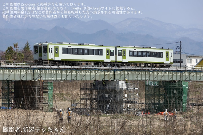 【JR東】キハ112-113+キハ111-113を使用した磐越西線復旧確認試運転を不明で撮影した写真