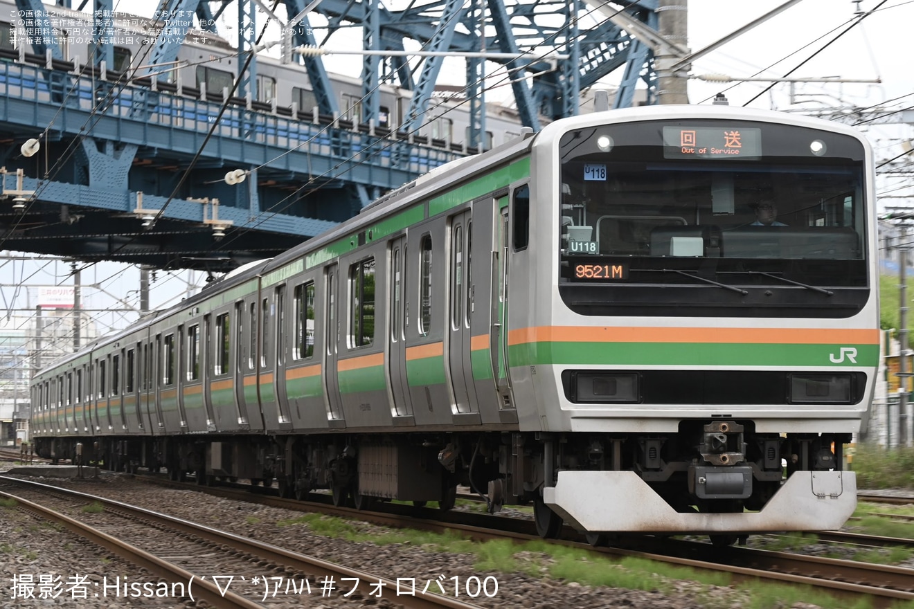 【JR東】E231系U118編成が伊東へ送り込み回送の拡大写真