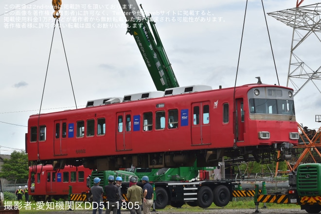 【名鉄】6500系6505F+6800系6802F大江から廃車回送と搬出作業を不明で撮影した写真