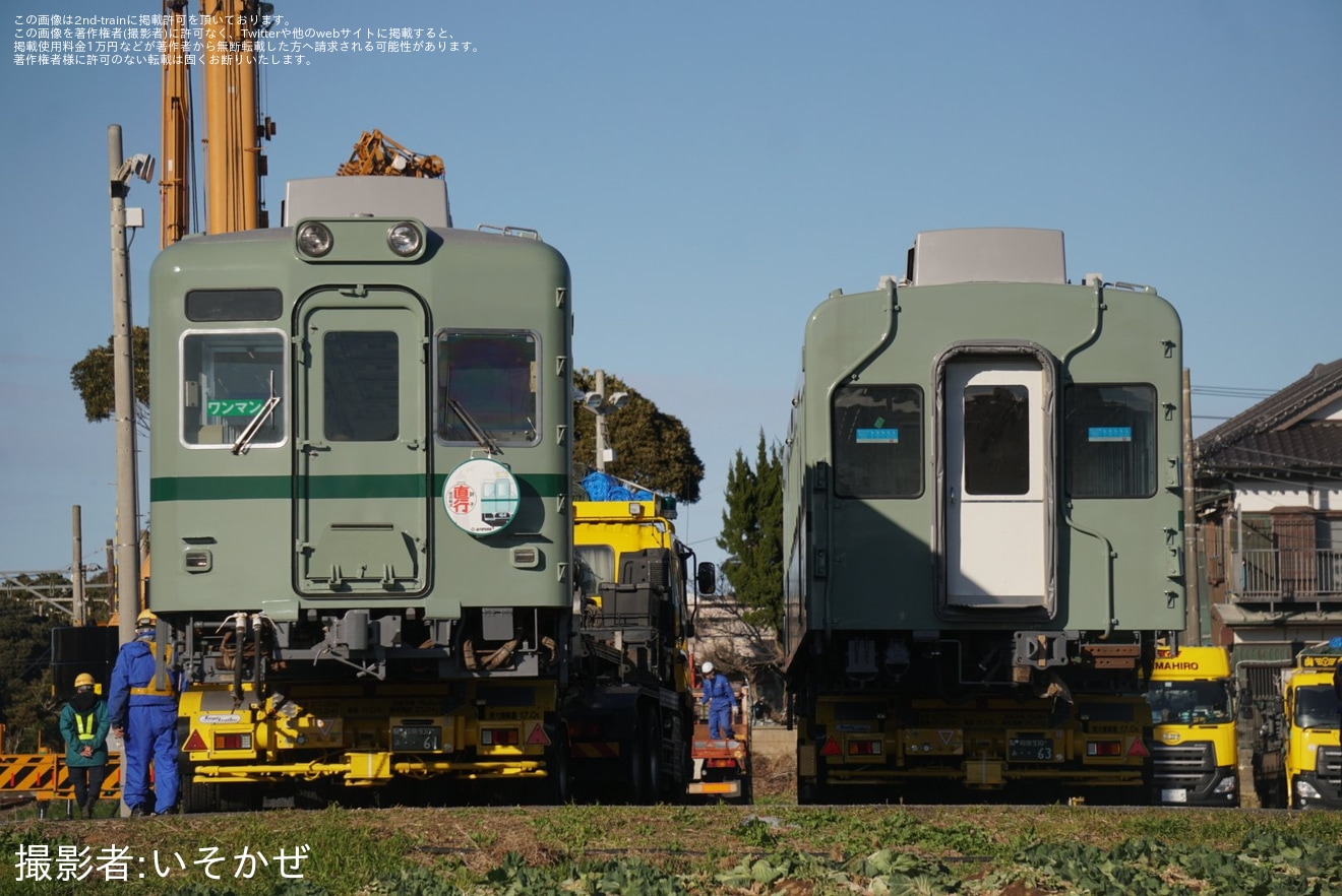 【銚電】元南海2200系2202Fが銚子電鉄に譲渡されるため塗装を変えて銚子市へ到着の拡大写真