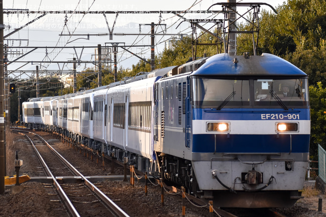 【東武】N100系「スペーシアX」 N103F+N104F甲種輸送を片浜駅で撮影した写真