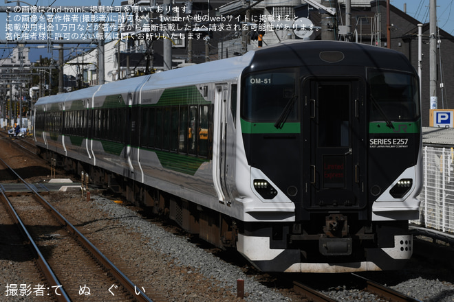 【JR東】特急「みなみの桜・河津桜号」が臨時運行を谷保駅で撮影した写真