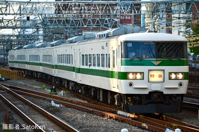 【JR東】特急「あしかが大藤新宿号」を臨時運行を新宿駅で撮影した写真