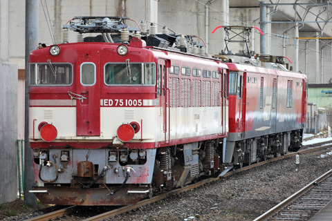 【JR貨】ED75-1005廃車回送を東仙台駅で撮影した写真