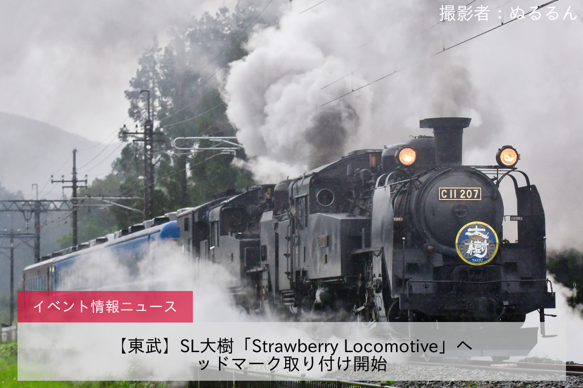 鉄道イベント情報>【東武】SL大樹「Strawberry Locomotive」ヘッド 