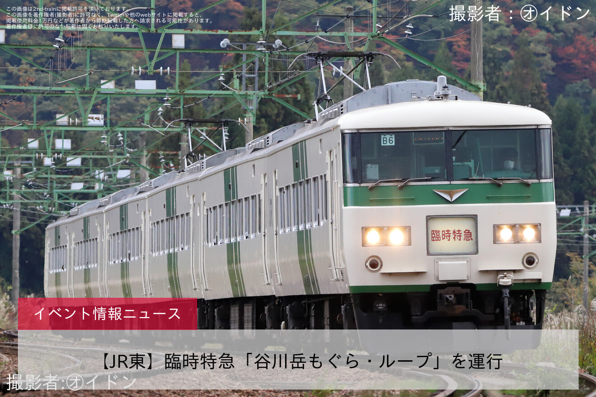 6月3日発 臨時185系谷川岳ループ号 越後湯沢→大宮 並び