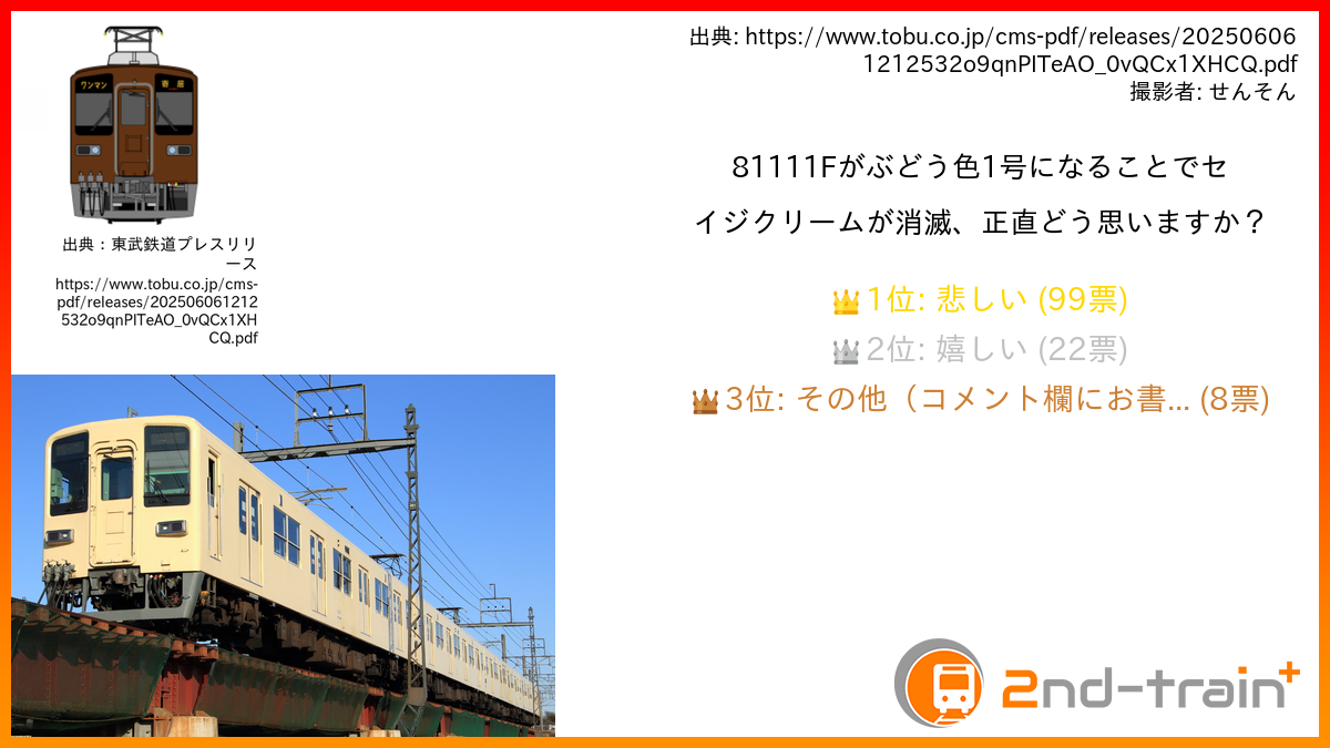 81111Fがぶどう色1号になることでセイジクリームが消滅、正直どう思いますか？