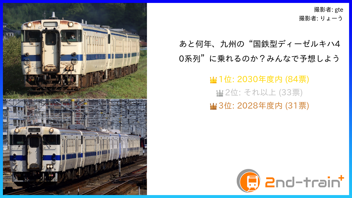 あと何年、九州の“国鉄型ディーゼルキハ40系列”に乗れるのか？みんなで予想しよう