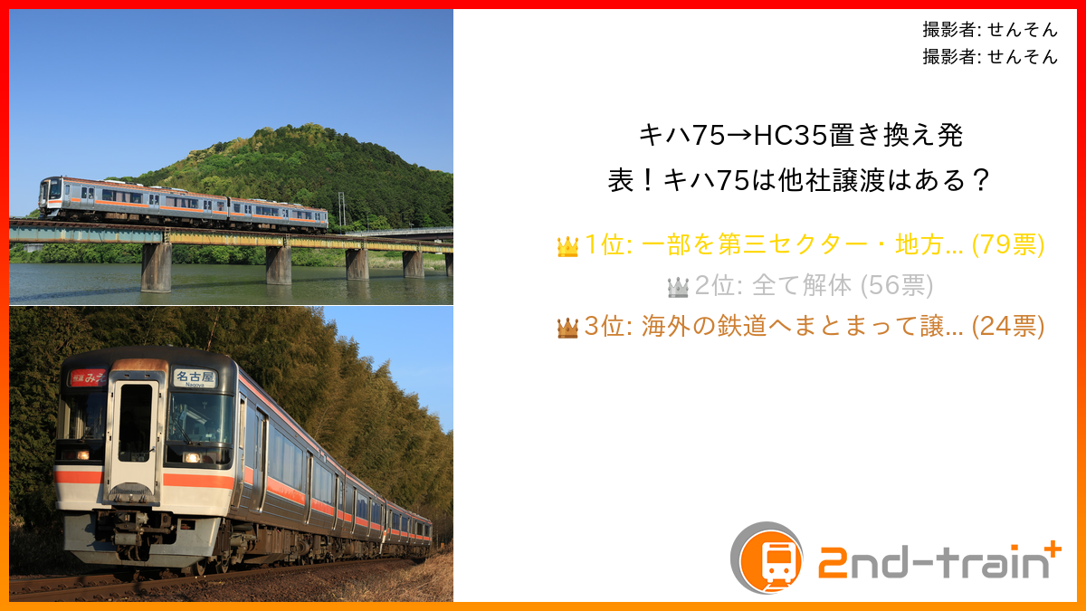 キハ75→HC35置き換え発表！キハ75は他社譲渡はある？
