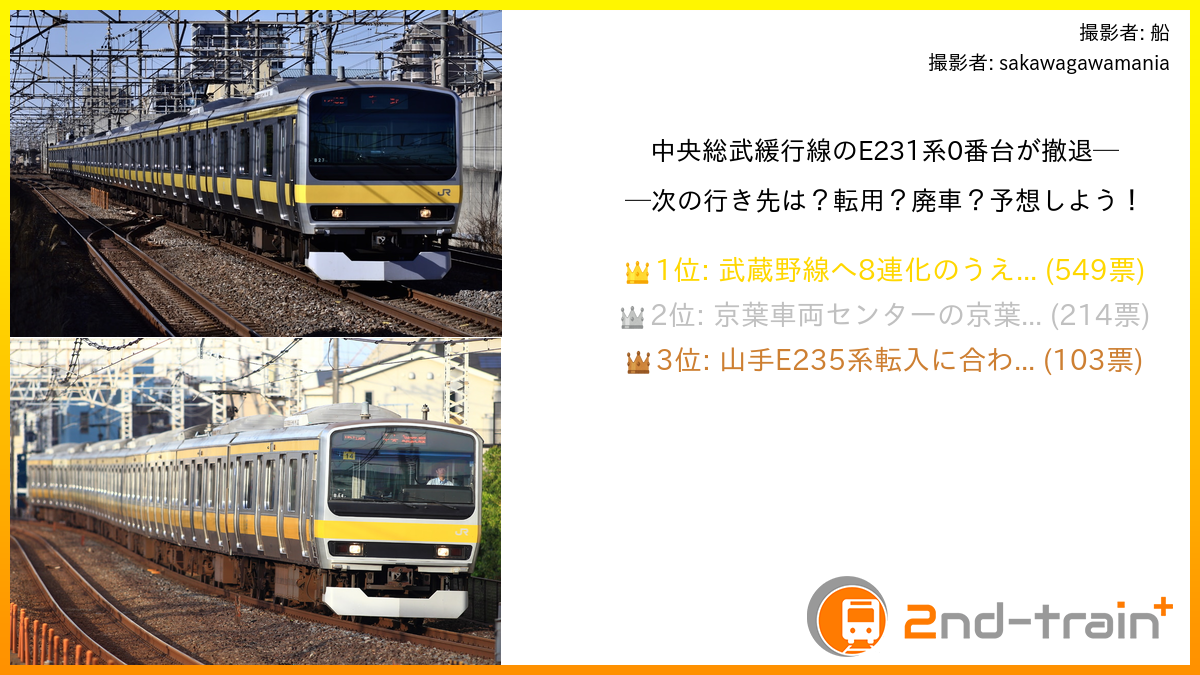 中央総武緩行線のE231系0番台が撤退──次の行き先は？転用？廃車？予想しよう！