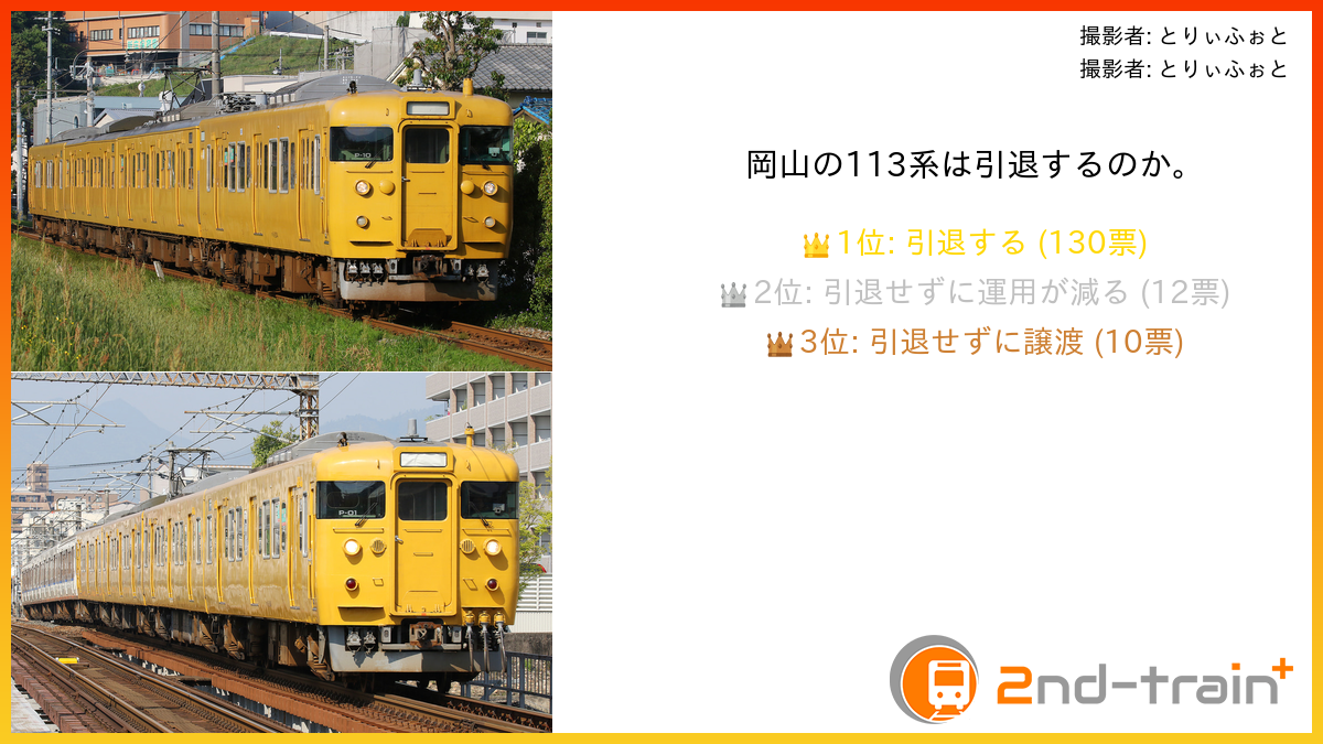 岡山の113系は引退するのか。