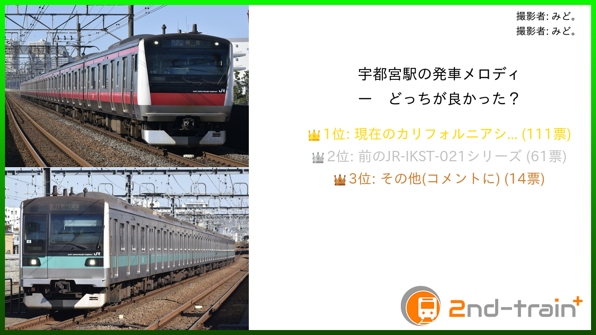 宇都宮駅の発車メロディー　どっちが良かった？