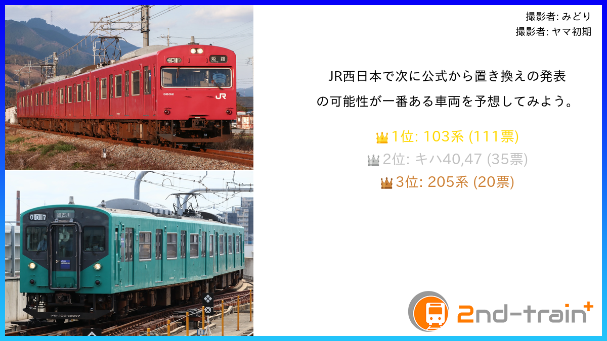 JR西日本で次に公式から置き換えの発表の可能性が一番ある車両を予想してみよう。