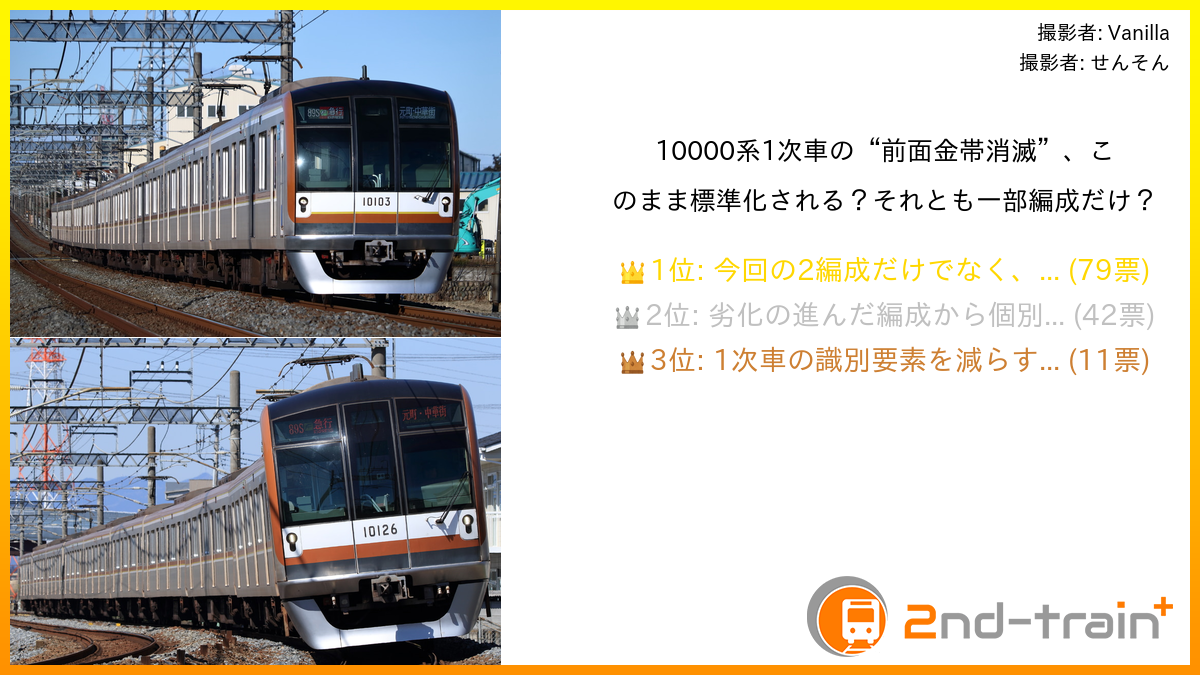 10000系1次車の“前面金帯消滅”、このまま標準化される？それとも一部編成だけ？