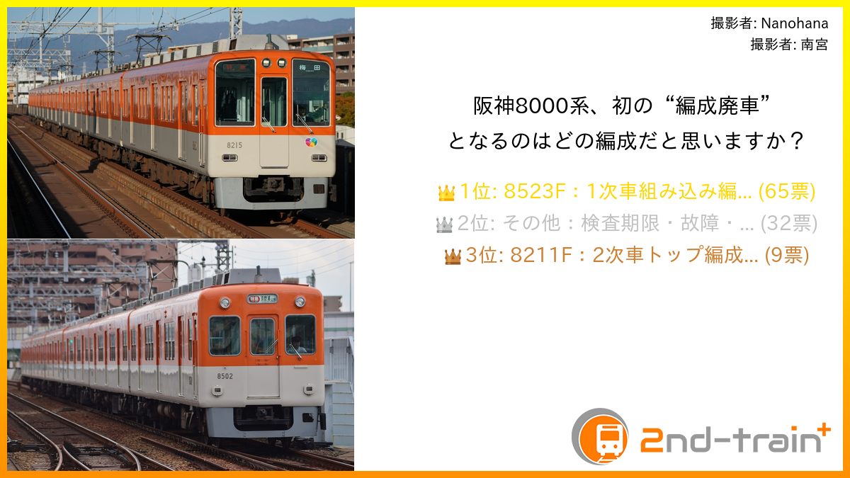 阪神8000系、初の“編成廃車”となるのはどの編成だと思いますか?