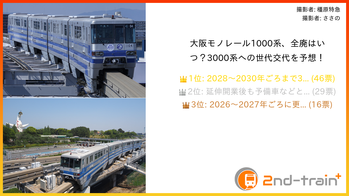 大阪モノレール1000系、全廃はいつ？3000系への世代交代を予想！
