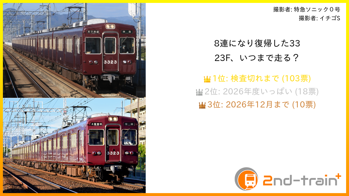 8連になり復帰した3323F、いつまで走る？